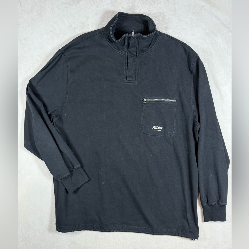 PALACE 1/4 Zip 380 Funnel Neck Black Quarter-Zip Men's Sweatshirt